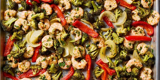Sheet-Pan Garlicky Shrimp and Veggies Makes Dinner Cleanup A Breeze