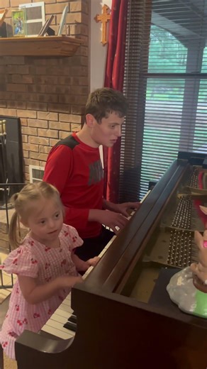 My little sister with Down syndrome likes to play piano. #shorts