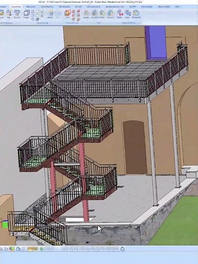 HiCAD - Treppenturm mit Bühne und Geländer - Robert Klein