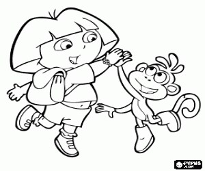 Dora and her friend Boots coloring page printable game