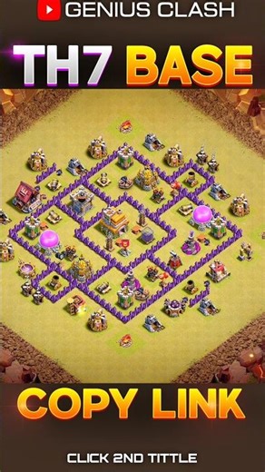 TH7 War & CWL Base Layout 2026 | Strong TH7 Defense Base 🔥 #shorts