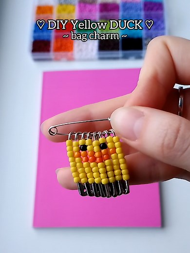 DIY Yellow Duck Bag Charm with Safety Pins and Beads