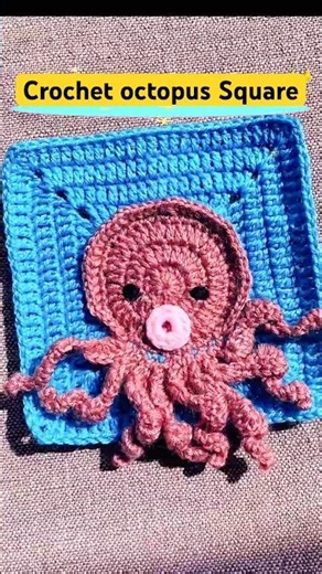 Crochet Octopus Granny Square | No-Sew Amigurumi Applique 🐙✨