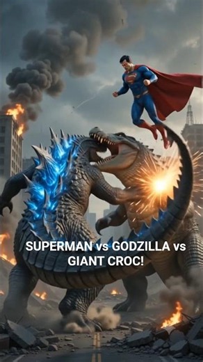 SUPERMAN vs. GODZILLA vs. GIANT CROC! #Godzilla #MonsterBattle #Kaiju #Shorts #VsBattle #ZeeZoo