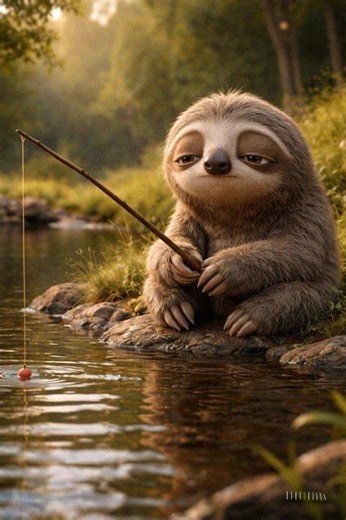 The Slowest Fishing Ever 🎣😴 | Calm Sloth Loop Animation