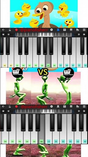 Five Little Ducks Song V's Green Alien Dance Song - Easy Piano Tutorial #shorts
