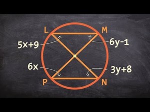 Solve for the value of x and y using congruent inscribed angles