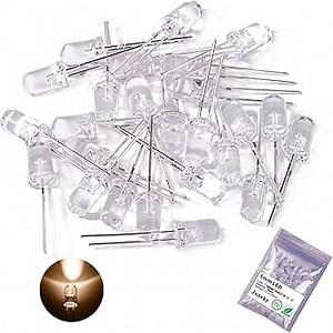 150pcs 5mm LED Diode Lights,Clear Warm White LED Light Emitting Diodes for Science Experiment DIY Projects