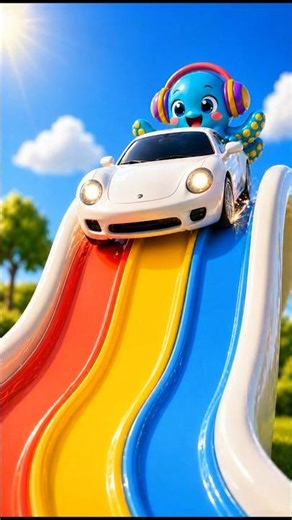 Olly’s Car on the Slide! 🚗 Colorful Toy Car Race & Toddler Learning #toddlerlearning #ollypops