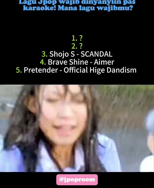 Bingung mau nyanyi lagu Jepang apa? Nih mimin kasih rekomendasi lagu yang wajib kamu nyanyiin pas karaokean! Drop juga dong lagu andalan kalian kalau karaoke👇🏻 — jpoproom kalau kamu mau denger bareng lagi, follow @jpoproom buat update j-music terbaru. 🔁 save & share ke teman kamu yang suka Jpop #jpop #oneokrock #lagujepang #aimer #CapCut