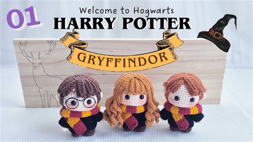 【钩织】钩针编织哈利·波特铁三角：哈利、罗恩、赫敏人偶完整教程 from NHÀ LEN