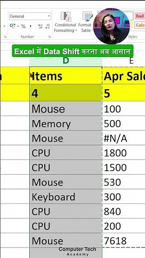 Data Shifting in MS Excel | Computer Tech Academy