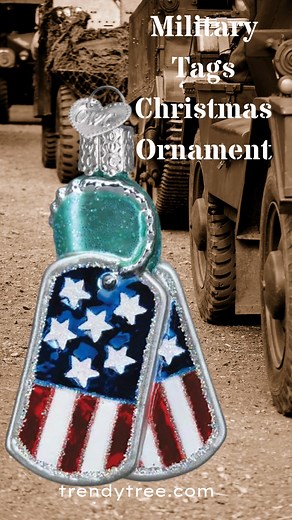 A meaningful keepsake for the tree 🎄✨ The Military Tags ornament from Old World Christmas is a special way to honor the bravery, sacrifice, and stories carried by our servicemen and women. Perfect for veterans, active duty, and military families. Find it at Trendy Tree. 🇺🇸❤️ www.trendytree.com | Trendy Tree