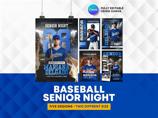 Baseball Senior Night Banner Template Editable in Canva | Senior Poster 18x24 24x36 - Etsy
