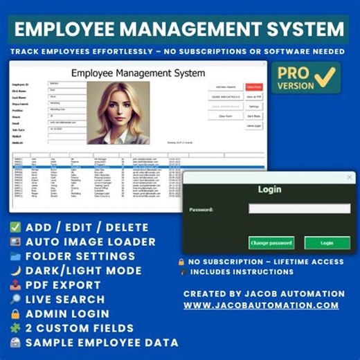 Employee Management System Excel Template - HR Tracker With Photo Upload & PDF Export - Etsy