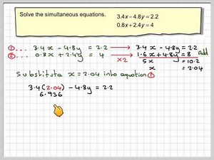 Solving simultaneous equations with decimals