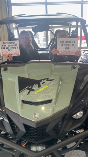 🌹❌ Flowers? Cute. 🚜🔥 Side-by-Side? Now we’re talking. Who says girls want roses for Valentine’s Day? We want horsepower, mud on the tires, heated seats, and a machine that rips through trails and snow like it means it. 💅💨 Skip the bouquet this year and surprise her with something that actually revs her heart. A brand new Side-by-Side from The Power Garage lasts way longer than flowers… and trust us, she’ll post about it. 😉 Ready to win Valentine’s Day? Come see us and let’s pick out her ne