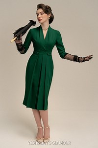 Vintage Inspired Pleated Dress | Elegant A-line Twill - Etsy UK