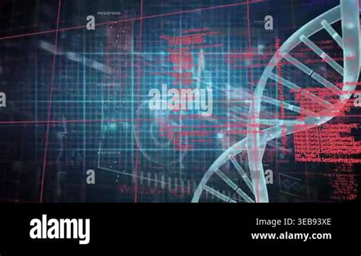 Animation of dna strand spinning and medical data processing. Human biology science and technology concept digitally generated video Stock Video Footage - Alamy
