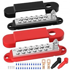 Power Distribution Block 12V 150A 1/4" Stud Marine Bus Bar 12 Volt DC Battery Busbar for Boat Automotive Solar Wiring