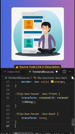 Modern Flip Card Hover Effect | HTML CSS Animation | Satisfying UI Design #shorts