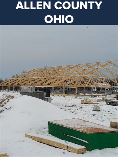 Our post-frame construction crews were taking care of business with this 54’ x 80’ x 16’ pole barn in Bluffton, Ohio! 😎 Custom features include a 12’ x 25’ wraparound porch, a 12’ x 56’ lean-to, a 20’ x 48’ enclosed lean-to with an 8’ porch, mansard overhangs, and multiple overhead door frame-outs. 🛠️ . . . #fbibuildings #constructionsite #ohio #polebarn