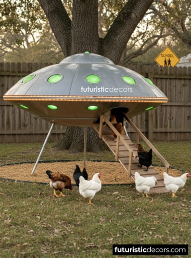 120K views · 491 reactions | A UFO chicken spaceship coop!  | FuturisticDecors | Facebook