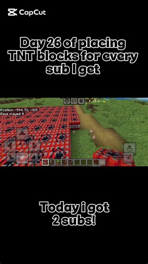 🔥🔥DAY 26 OF PLACING TNT BLOCKS FOR EVERY SUB I GET🔥🔥#shorts
