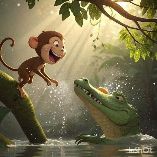 "Ultimate Showdown: Clever Monkey Outsmarts Enormous Crocodile in Epic Jungle Battle!"