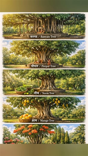 भारत के 5 प्रमुख पेड़ 🌳 | Banyan, Peepal, Neem, Mango, Ashoka |