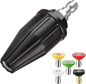 YAMATIC Pressure Washer Turbo Nozzle Tips, 360° Rotating Turbo with 5 Spray Nozzles, 3000 PSI 4.0GPM with 1/4" Quick Connector Compatible with Ryobi, Greenworks, Craftsman, Troybilt, Simpson