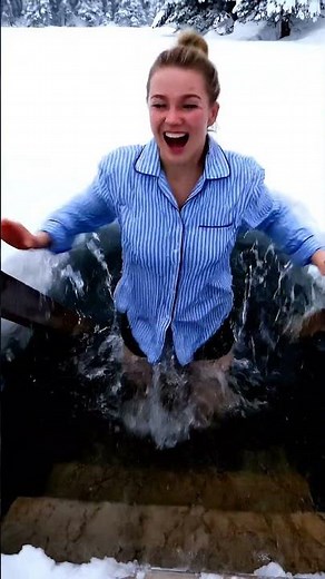 Jumping into frozen water like #shorts #challenge #winter