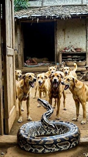 A Giant Python Surrounded by Dogs | You Won’t Believe What Happened #wildlife #python #shorts #viral