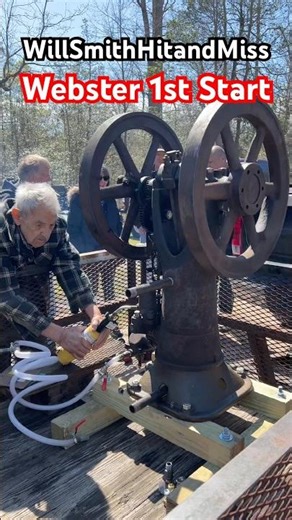 Amazing Antique Webster Inverted gas engine 1st Start Up
