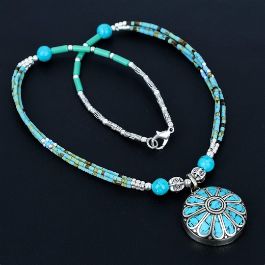 Turquoise Necklace: Handmade Tibetan Silver Beaded Bohemian Nepali Jewelry - Etsy
