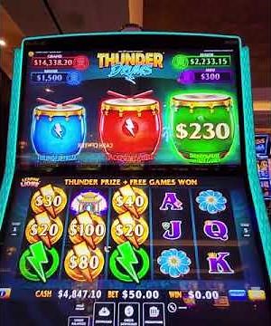 $50 BET MASSIVE WIN THUNDER DRUMS THUNDER PRIZE FREE GAMES - HARD ROCK TAMPA HIGH LIMIT $2 Denom