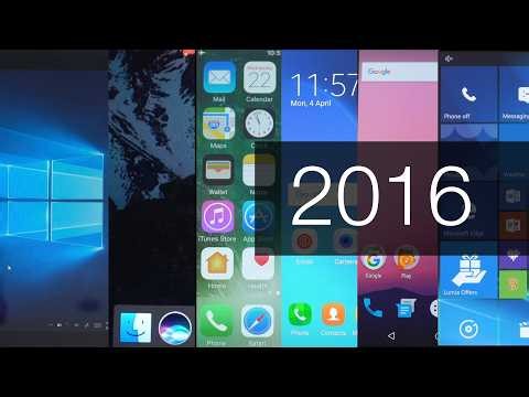 2016 OS Main UIs (Apple, Android, Windows)