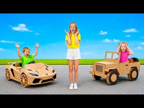 Nastya and Friends Make Fun Cardboard Cars