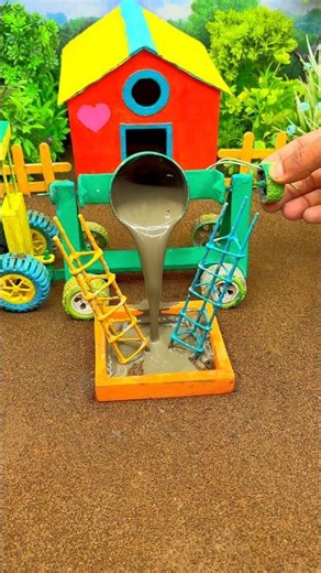 😱 Real Working Mini Tractor Making Cement Pillar | Amazing DIY Construction Machine 🚜#shorts