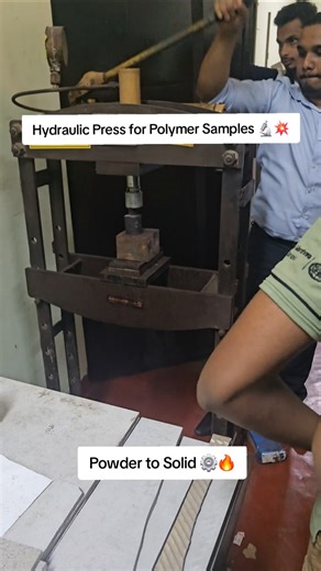 💥 Hydraulic Press for Polymer Samples 🔬 | Powder to Solid ⚙️🔥 #education #ceramics #engineering