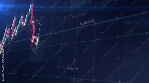 Stock Market Trading, Forex, Crypto Currency with technical price graph indicators and data numbers mock up template for trading financial and investment concept