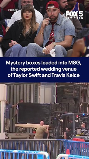 WHAT'S IN THE BOX?! Crews were spotted carrying large boxes into MSG, the alleged wedding venue of Taylor Swift and Travis Kelce, the day before they say