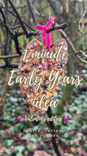 Valentine’s bird feeder craft 💗🐦 Making and hanging heart feeders to support fine motor skills, nature awareness and kindness. 💾 Save for outdoor craft ideas #earlyyears #outdoorlearning #valentinesactivities #learningthroughplay #toddleractivities
