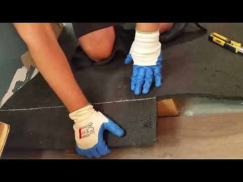 How to cut THICK rubber flooring (gym slab mat) - BEND the rubber, then cut.