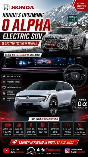 ⚡Honda's Future is Getting Closer! 👀Honda's upcoming 0 Alpha Electric SUV has been spotted testing.