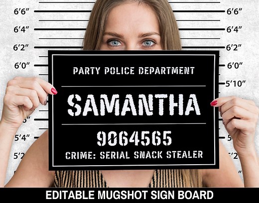 Editable Mugshot Sign Board, Police Party, Photo Booth Prop, Mug Shot Sign, Secret Agent Party, Mugshot Prop, Personalized Sign, Canva Edit. - Etsy