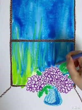 Let's try drawing hydrangeas and teru teru bozu using oil pastels and watercolors! #art #painting...