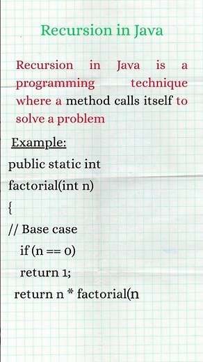 RECURSION IN JAVA