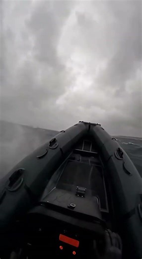 RHIB Smashing Through Massive Waves Toward Aircraft Carrier #naval #military