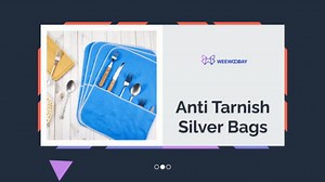 Weewooday Silver Storage Bags Anti Tarnish Silver Protector Bags Blue Holder for Silverware Flatware Storage Organizer Cloth Place Setting Roll with White Ribbon for Teaspoon Utensils(6 Pieces)